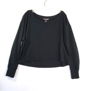 Victoria's Secret Sweatshirt Womens M Black‎ Cropped Long Sleeve Pullover Top